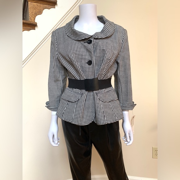 NWT KAY UNGER Houndstooth Blazer - Picture 1 of 9